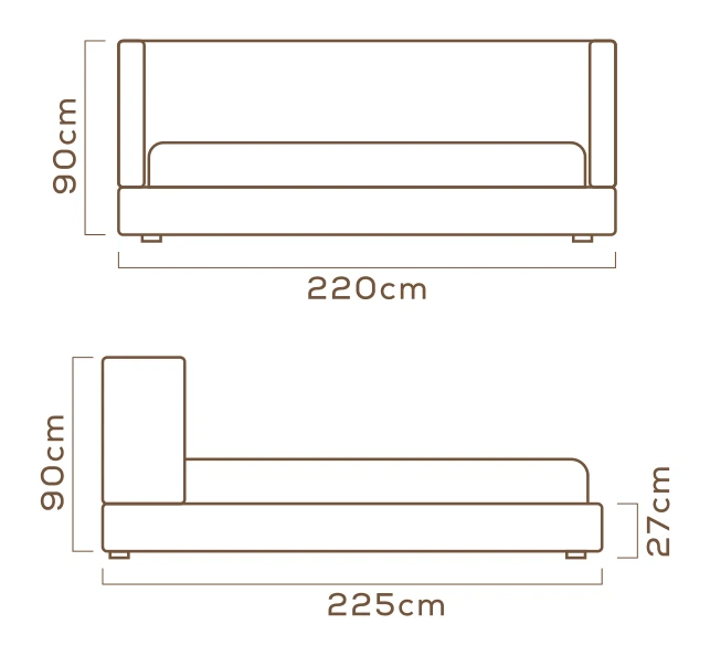 Desenho técnico com medidas da Cama Bia, tamanho king