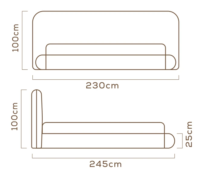 Desenho técnico com medidas da Cama Vitra, tamanho king