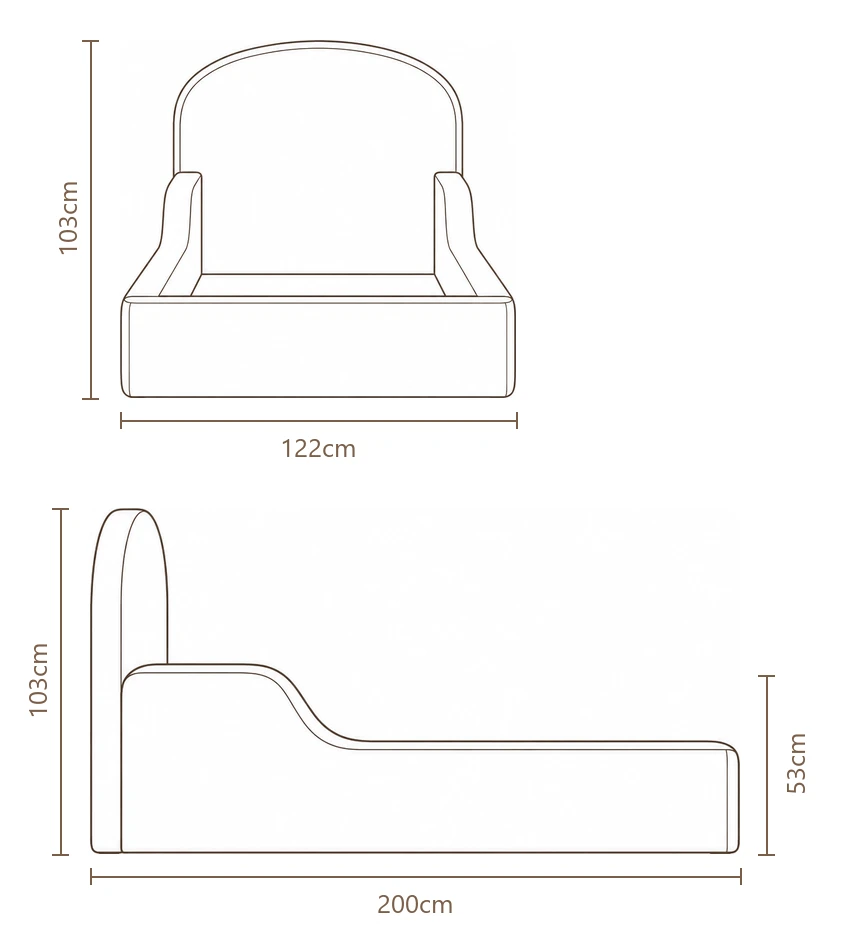 Desenho técnico com medidas da Cama Mavie, tamanho king