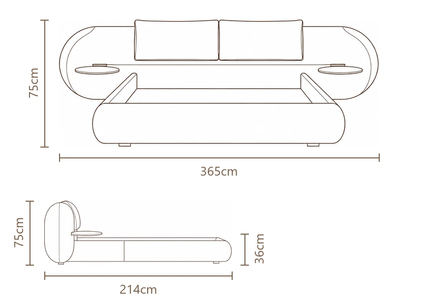 Desenho técnico com medidas da Cama Nido, tamanho king