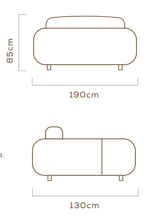 Desenho técnico com medidas do Chaise Ostra