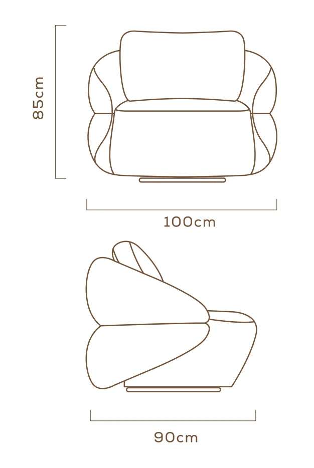 Desenho técnico com medidas do Poltrona Nido