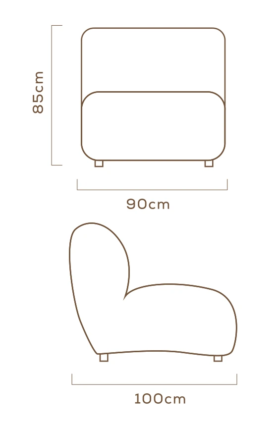 Desenho técnico com medidas do Poltrona Stone